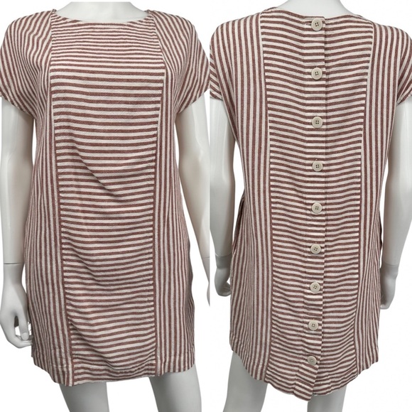 Madewell Linen Blend Button Back Dress - Picture 1 of 9